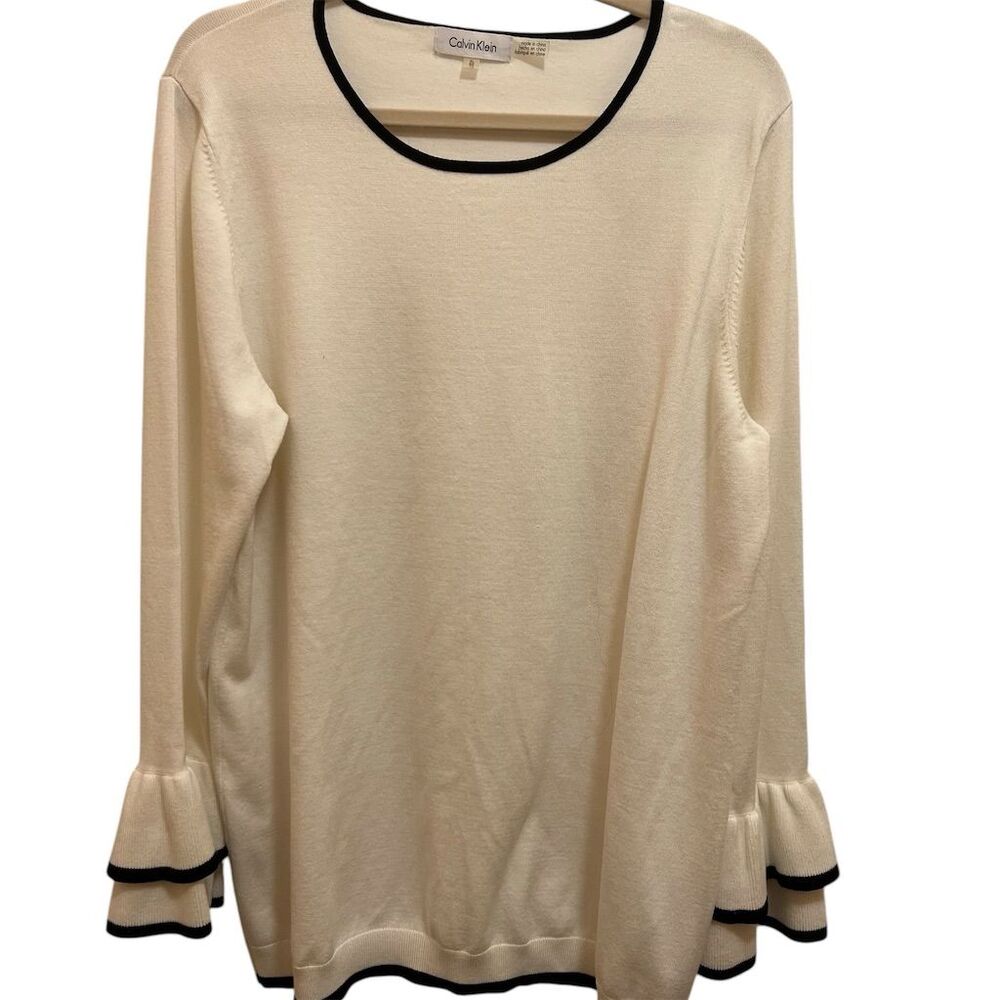 Calvin Klein Women's Bell Sleeve Sweater XL Multicolor Pullover Casual